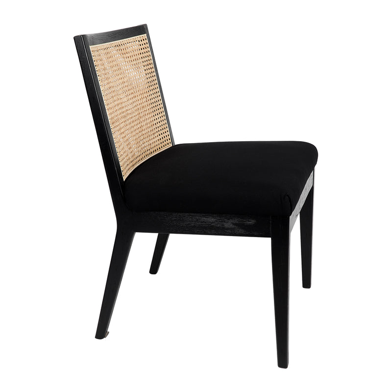 Kane Black Rattan Dining Chair - Black Linen Default Title