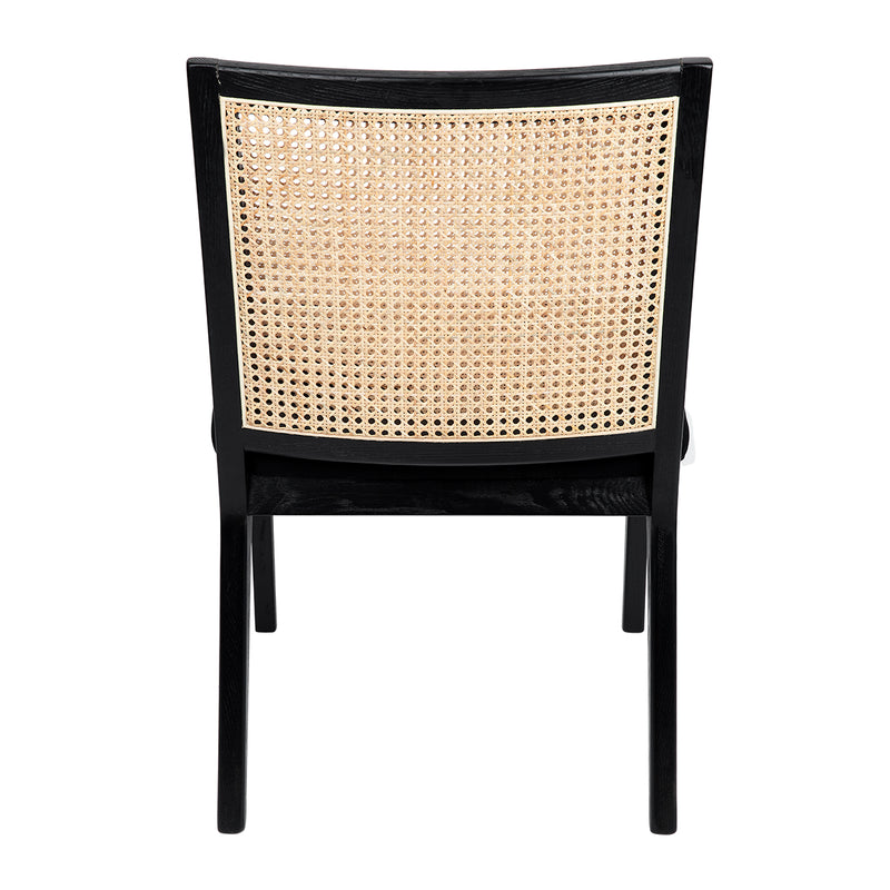 Kane Black Rattan Dining Chair - Black Linen Default Title