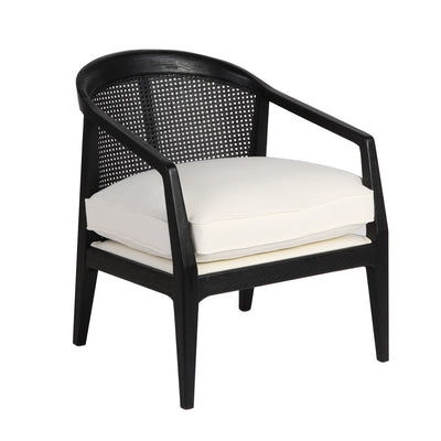 Willow Black Rattan Arm Chair - White Linen Default Title