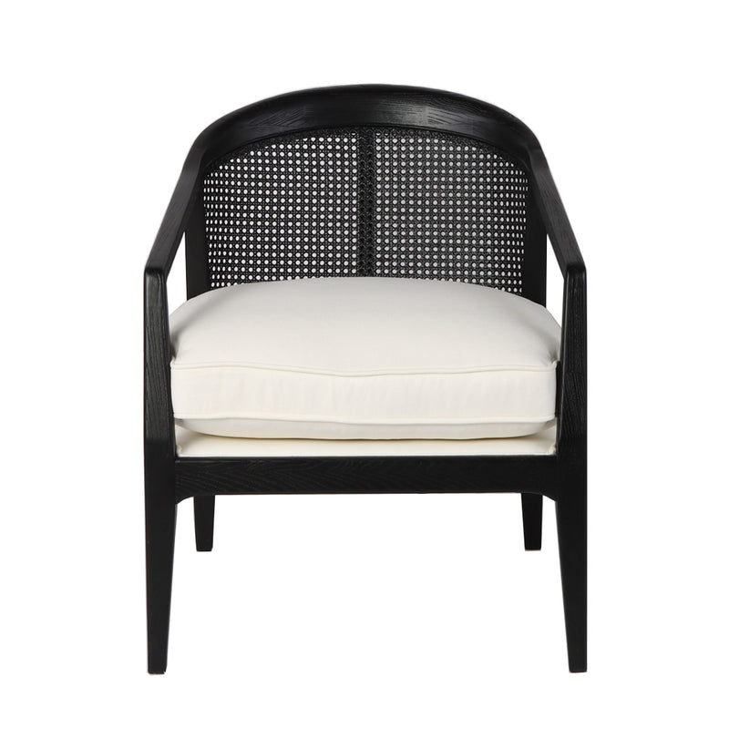 Willow Black Rattan Arm Chair - White Linen Default Title