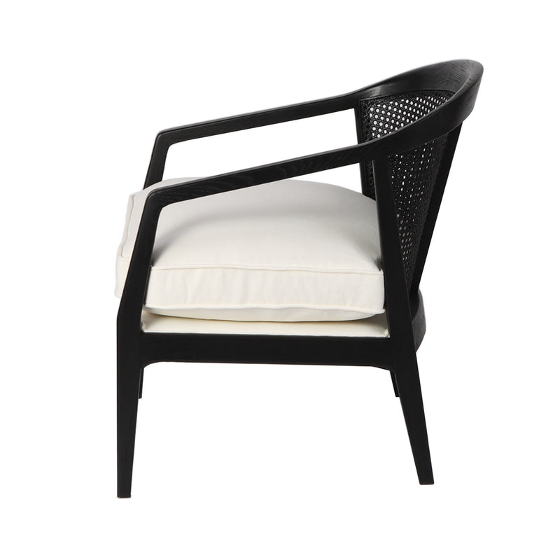 Willow Black Rattan Arm Chair - White Linen Default Title