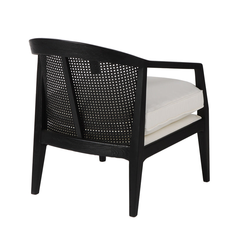 Willow Black Rattan Arm Chair - White Linen Default Title