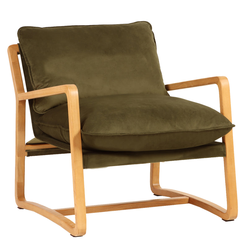 Malibu Natural Arm Chair - Olive Velvet Default Title