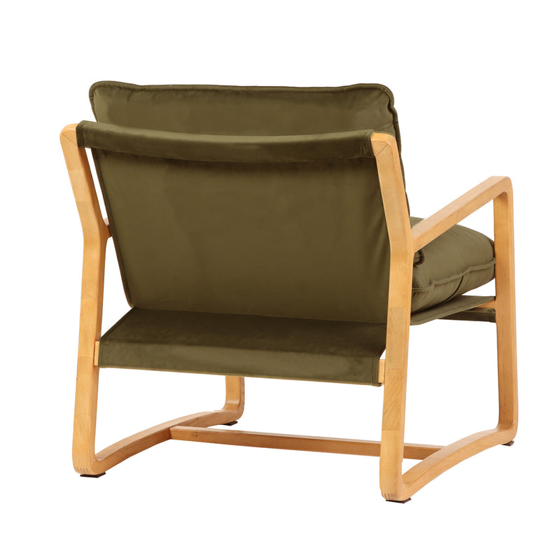 Malibu Natural Arm Chair - Olive Velvet Default Title