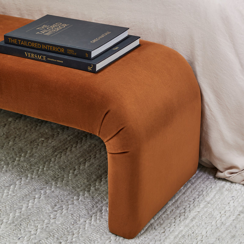 The Curve Bench Ottoman - Caramel Velvet Default Title