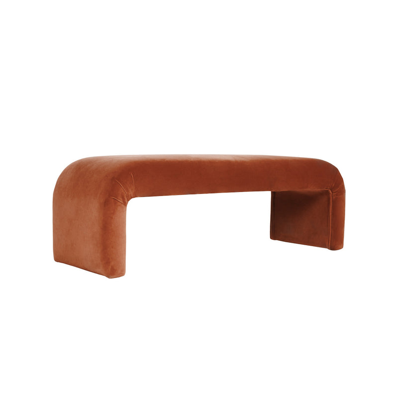 The Curve Bench Ottoman - Caramel Velvet Default Title