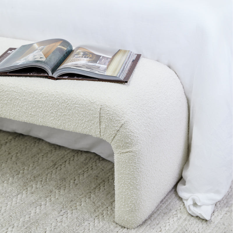 The Curve Bench Ottoman - White Boucle Default Title