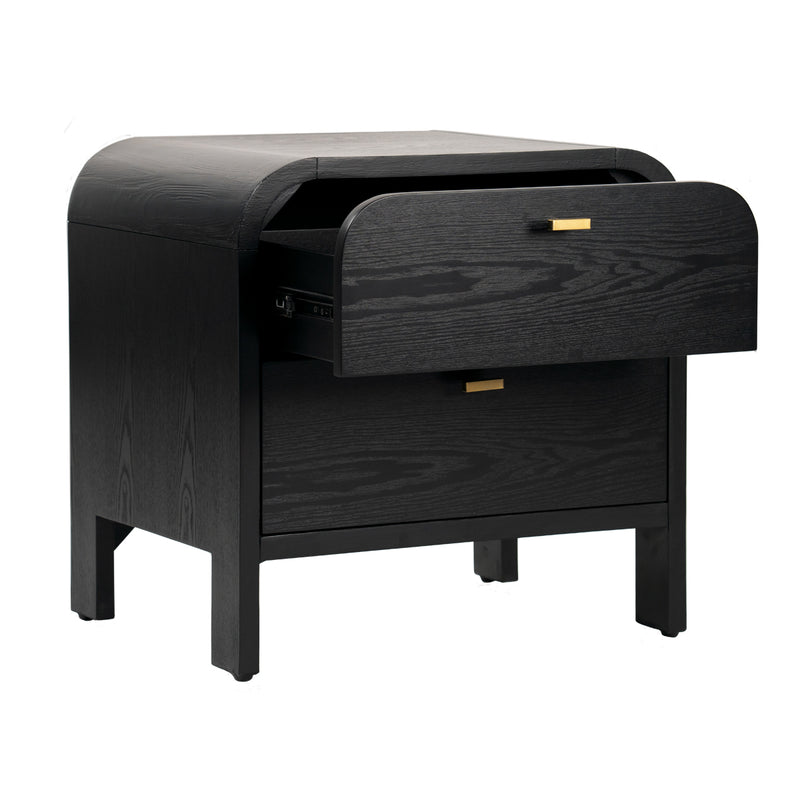 Chisholm Oak Bedside Table - Black Default Title