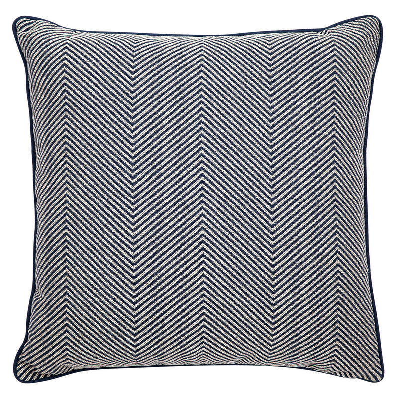 Candace Square Feather Cushion - Chevron Blue Linen Default Title