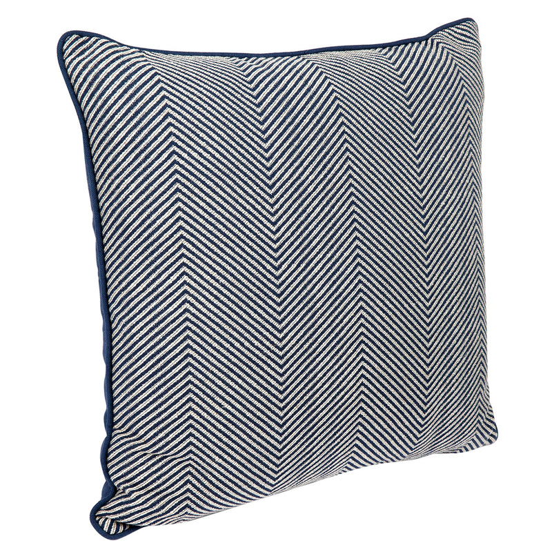 Candace Square Feather Cushion - Chevron Blue Linen Default Title
