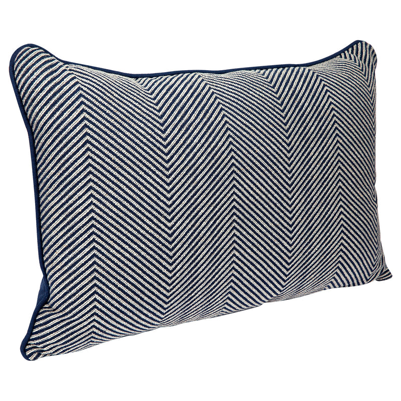 Candace Rectangle Feather Cushion - Chevron Blue Linen Default Title