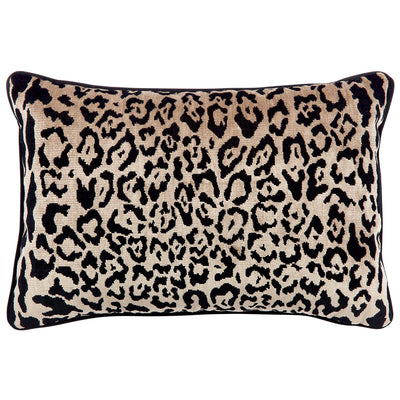 Serene Rectangle Feather Cushion - Leopard Chenille w Black Velvet Default Title