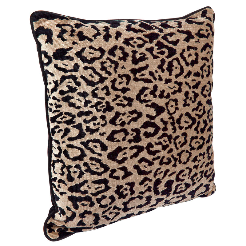 Serene Square Feather Cushion - Leopard Chenille w Black Velvet Default Title