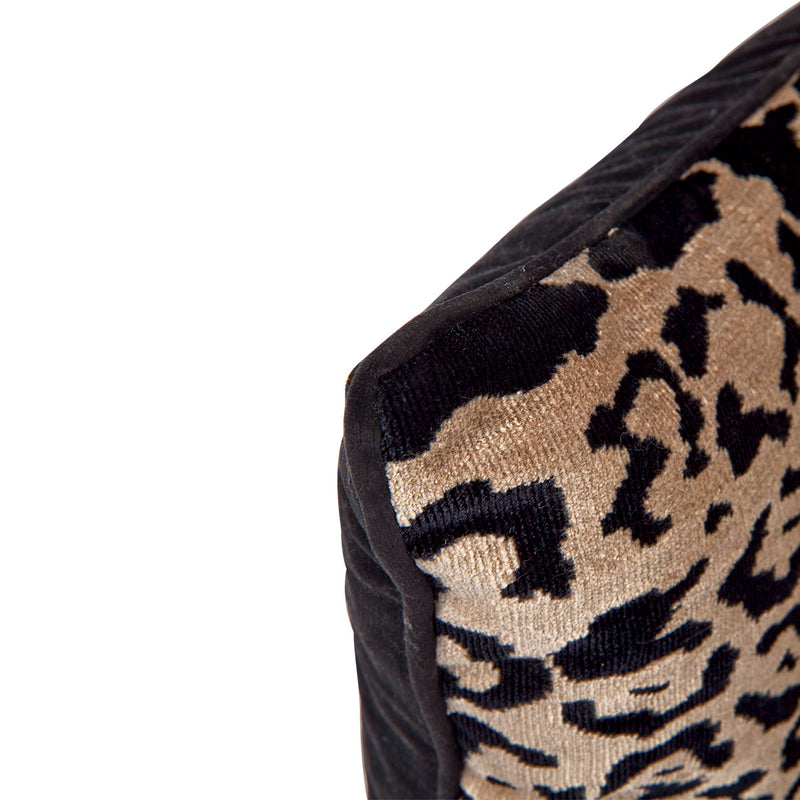 Serene Square Feather Cushion - Leopard Chenille w Black Velvet Default Title