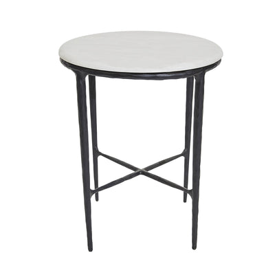 Heston Round Marble Side Table - Black Default Title