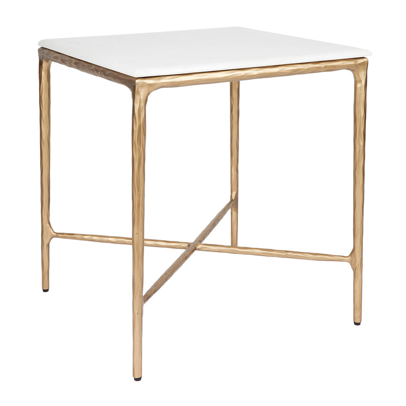 Heston Square Marble Side Table - Brass Default Title