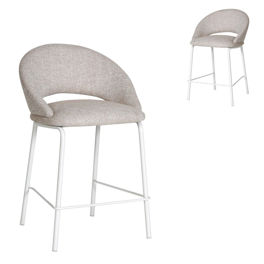 CBS10344-FH White Bar Stool - Pale Beige (Set of 2)