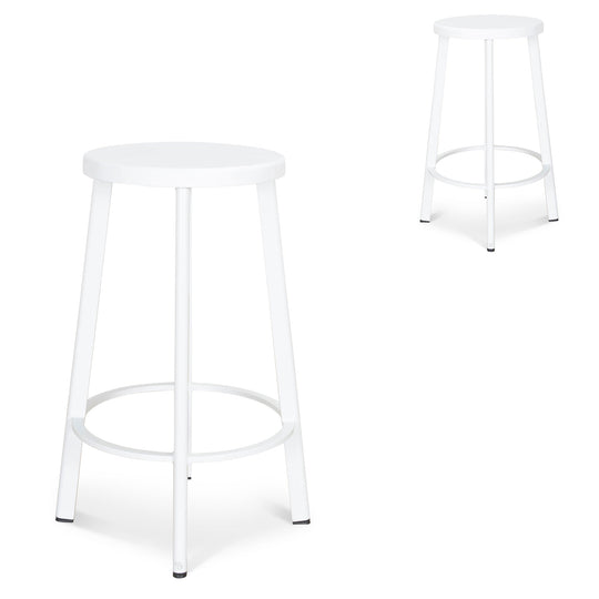 CBS8851-NHx2 65cm Timber Seat Bar Stool - White (Set of 2)