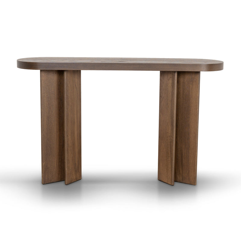 CDT8703-VA 1.3m Pill Shape Console Table - Caramel Oak