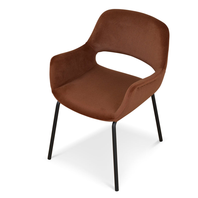 CDC10221-FH Black Dining Chair - Red Bronze Seat (Set of 2)