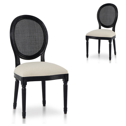CDC10551-LJ Black ELM Dining Chair - Dawn Beige (Set of 2)