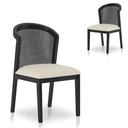CDC10554-LJ Black ELM Dining Chair - Dawn Beige (Set of 2)