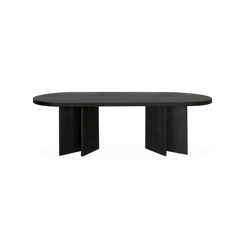 CDT8697-VA 2.4m Pill Shape Dining Table - Textured Espresso Black
