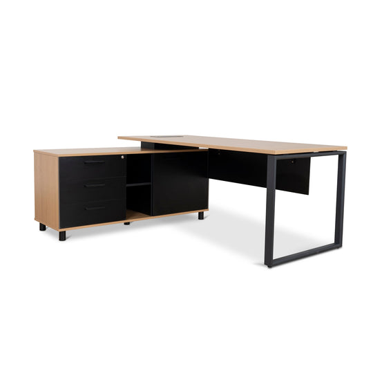 COT10186-SN 1.8m Executive Desk Left Return with Black Legs - Natural