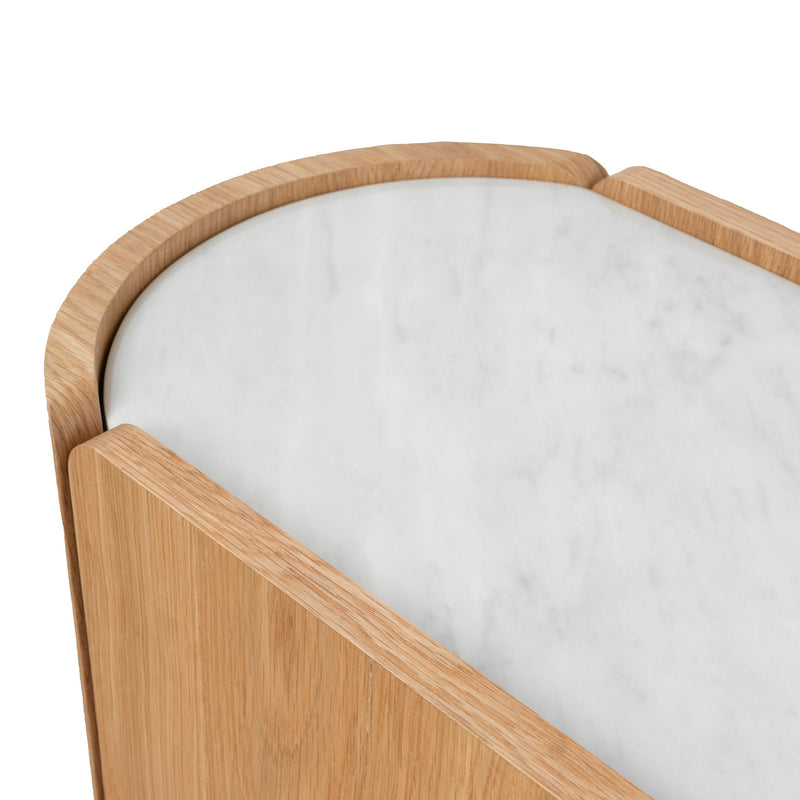 CST10300-CN 60cm Bedside Table - Natural Oak with Marble Top
