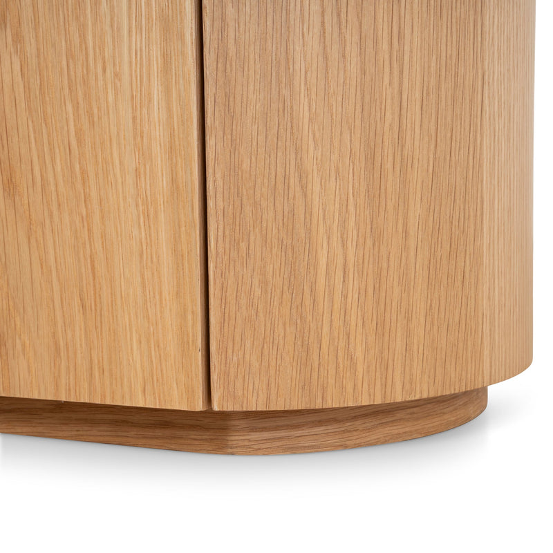 CST10300-CN 60cm Bedside Table - Natural Oak with Marble Top