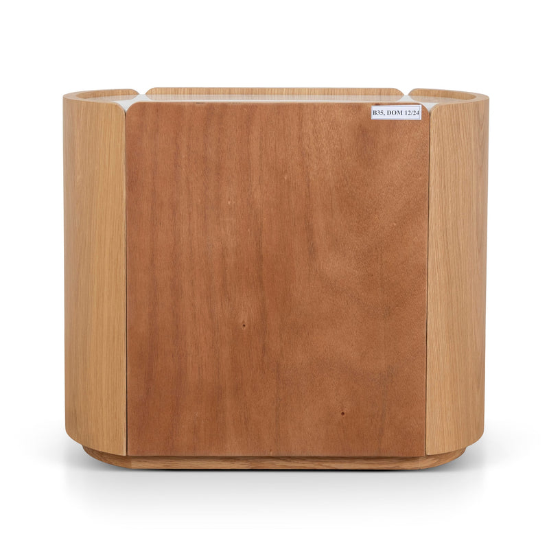 CST10300-CN 60cm Bedside Table - Natural Oak with Marble Top