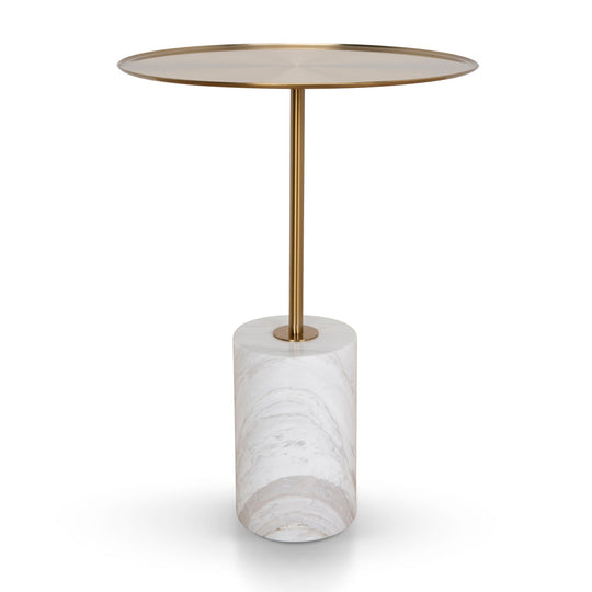 CST8794-NY 45cm Brushed Gold Side Table - Carrara Marble