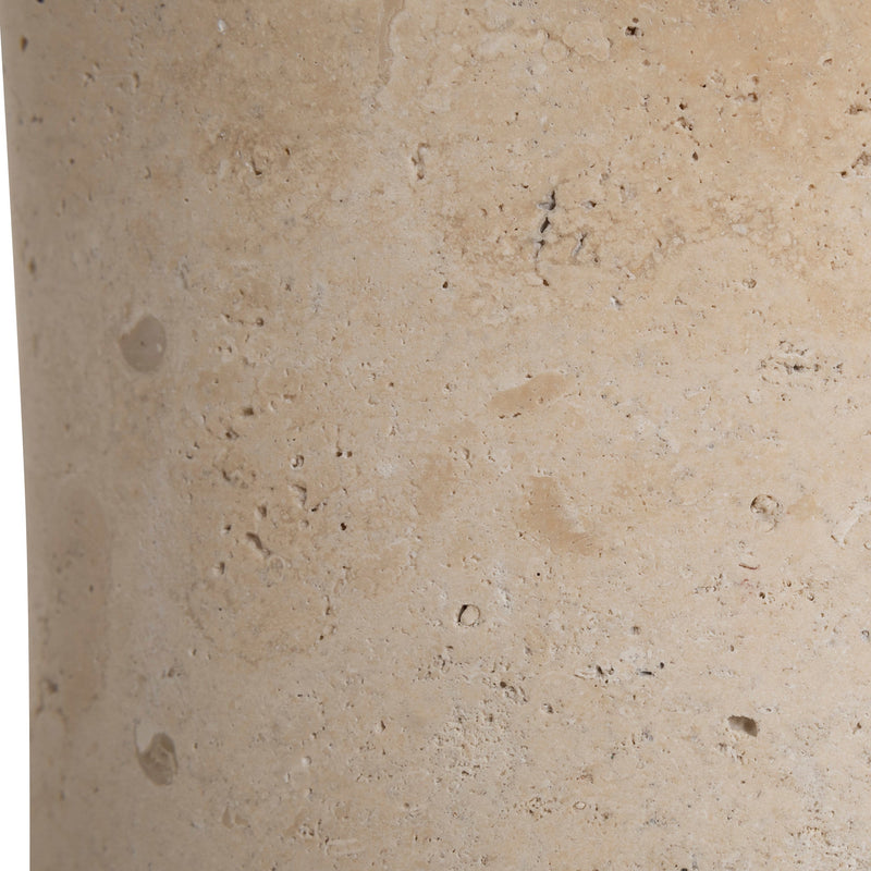 CST8795-NY 45cm Brushed Gold Side Table - Travertine