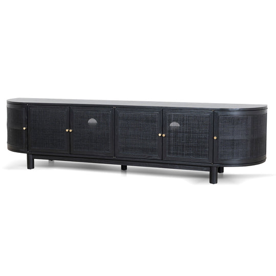 CTV8290-NI 2.2m Rattan Doors TV Entertainment unit - Full Black