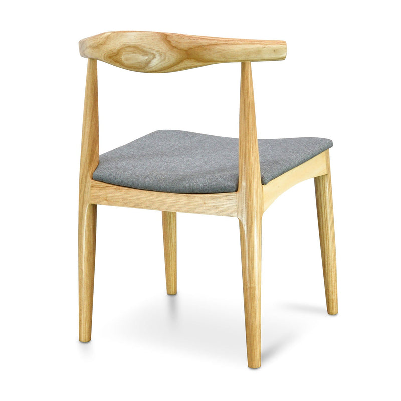 CDC182 Elbow Dining Chair - Natural with Light Grey Fabric Seat (Set of 2)