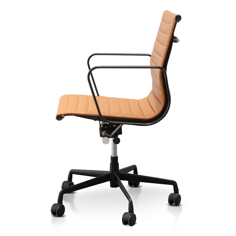 COC6403-YS Low Back Office Chair - Saddle Tan in Black Frame