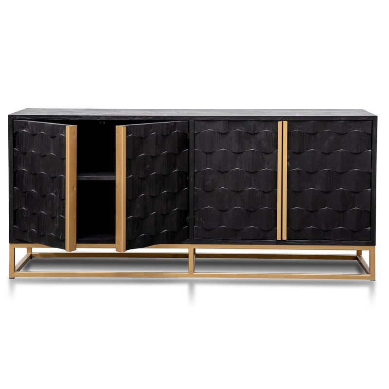 CDT2922-NI 1.78m Sideboard - Black Wood with Gold Handle