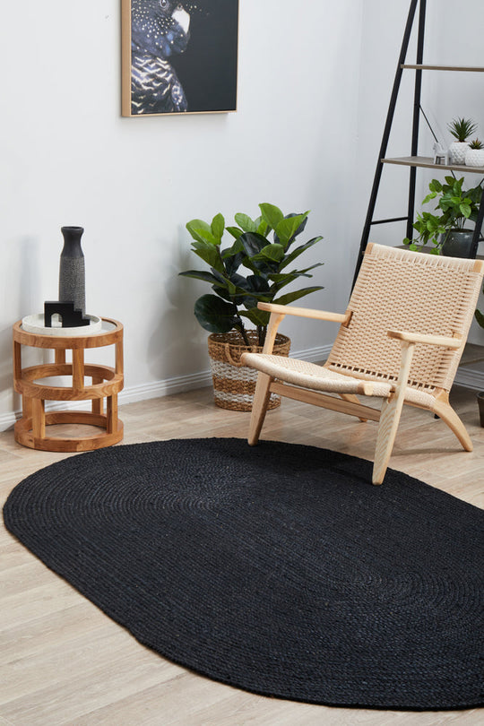 Rug Culture Bondi Black Oval Rug