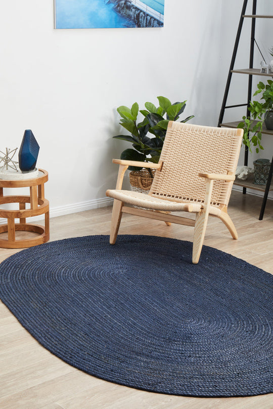 Rug Culture Bondi Navy Oval Rug