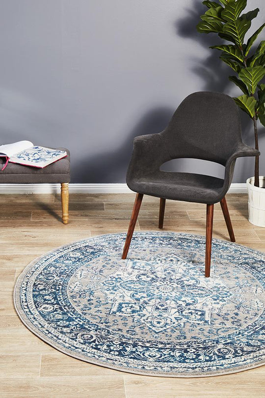 Rug Culture Babylon 207 Blue Round Rug