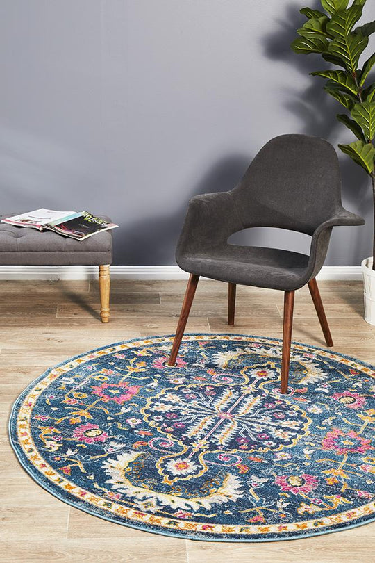 Rug Culture Babylon 209 Navy Round Rug