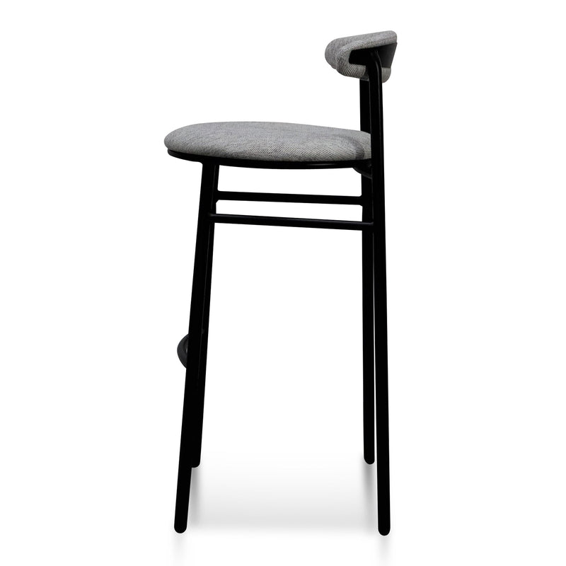 CBS6919-SD 65cm Fabric Bar Stool - Silver Grey and Black Legs