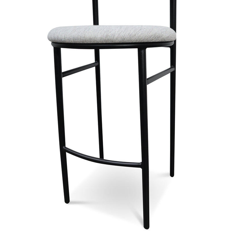 CBS6919-SD 65cm Fabric Bar Stool - Silver Grey and Black Legs