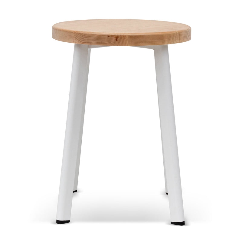 CBS6997-NH 46cm Natural Wooden Seat Low Stool - White  Legs