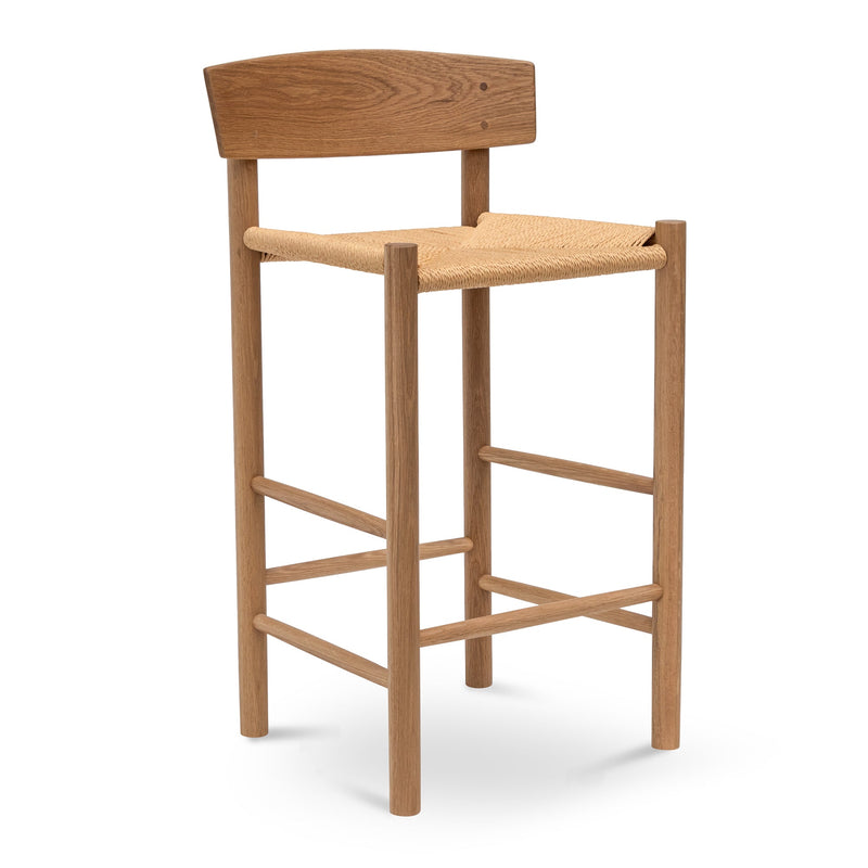 CBS8018-OW 65cm Bar Stool - Natural with Back Rest