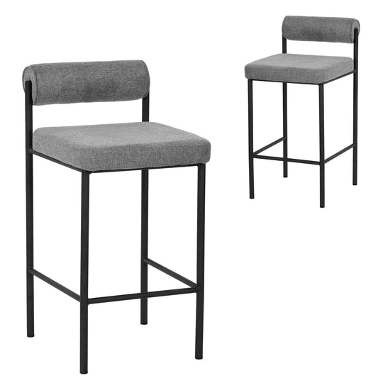 CBS8169-FH 65cm Fabric Bar Stool - Grey (Set of 2)