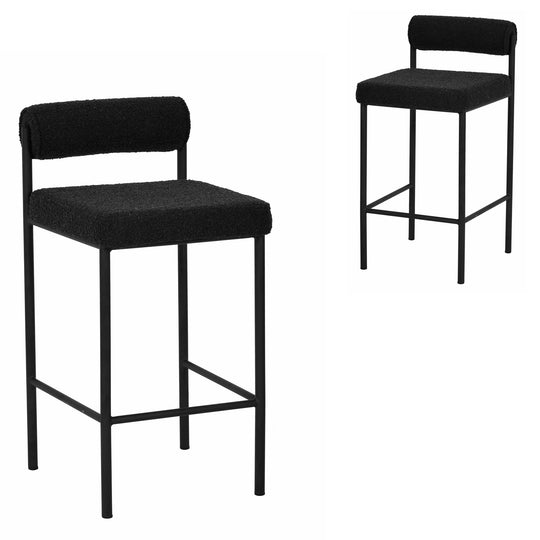 CBS8170-FH 65cm Bar Stool - Black Boucle (Set of 2)