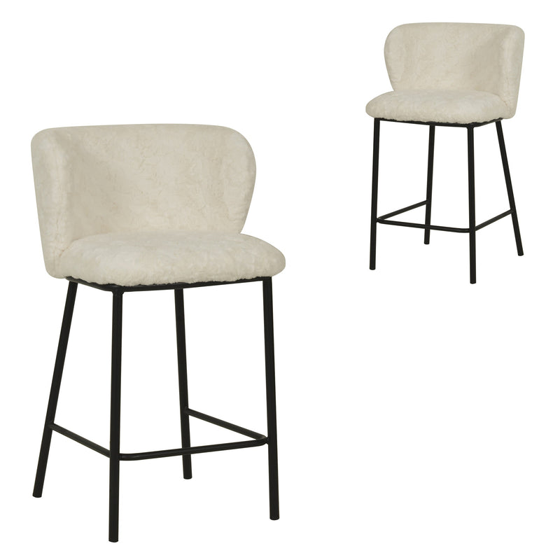 CBS8211-FH 65cm Fabric Bar Stool - White Rabbit (Set of 2)