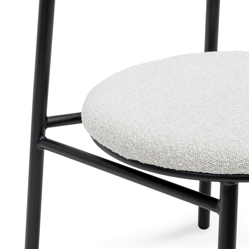 CDC6996-SD Fabric Dining Chair - Moon White Boucle and Black Legs