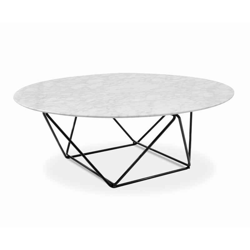 CCF1026 100cm Round Marble Coffee Table With Black Base